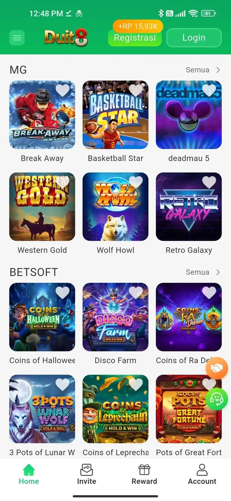 Duit8 APK tampilan beranda
